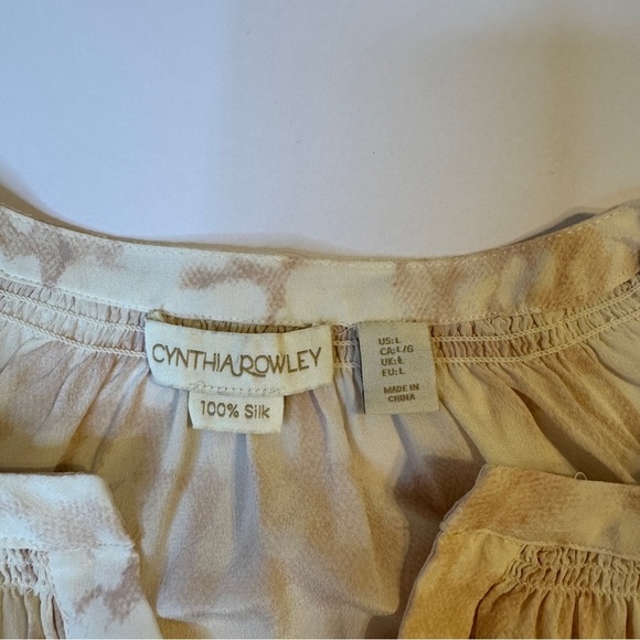 Cynthia Rowley 100% silk top size large business romantic pink cream - Picture 2 of 6